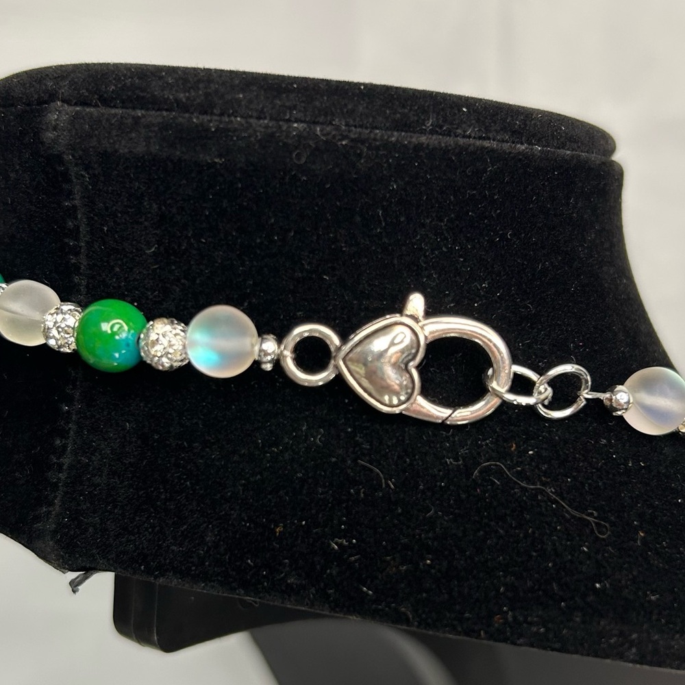 Chrysocolla Gemstone & Crystal Moonstone Beaded Jewelry Set - Picture 7 of 9